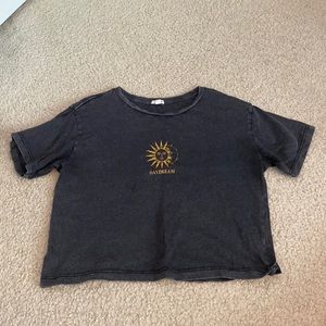 garage crop t shirt dark grey